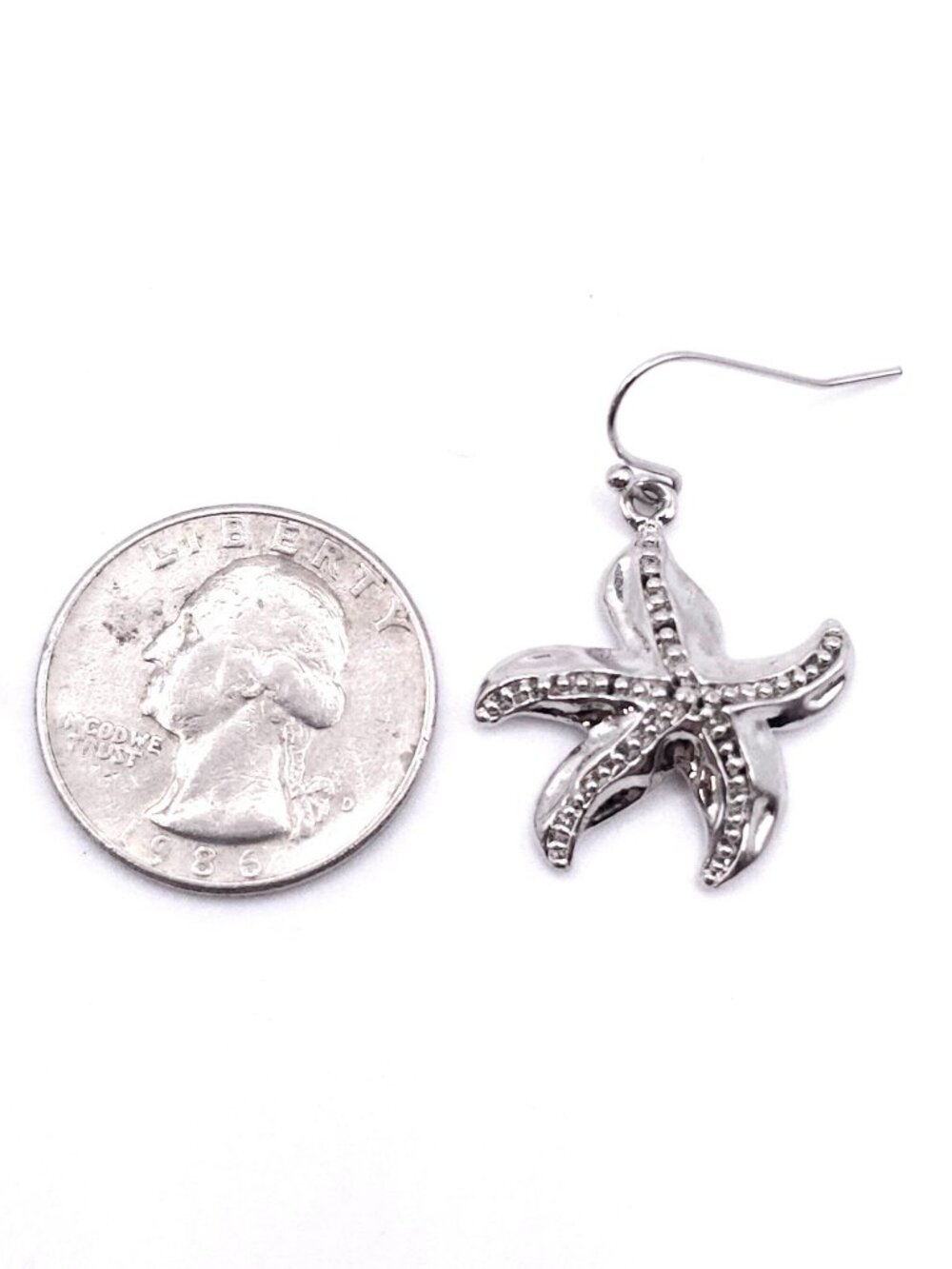 Starfish Dangle Earrings With Silver-Tone Finish And Textured Details - Picture 8 of 8
